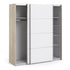 Verona Sliding Wardrobe 180cm in Oak with White Doors with 5 Shelves